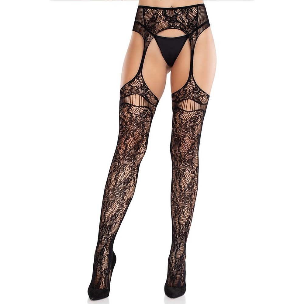 Leg Avenue - Net Stockings with garterbelt - Black